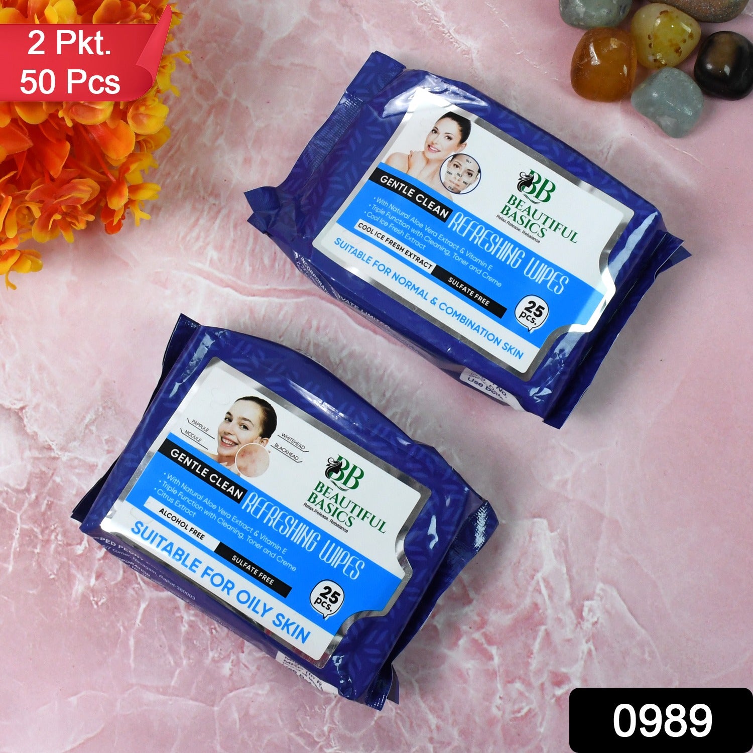 Beautiful Basics Normal  Oily Skin Face Wipes (2 Pkts X 50 Pcs Wipes) Beautiful Basics Normal  Oily Skin Face Wipes (2 Pkts X 50 Pcs Wipes)